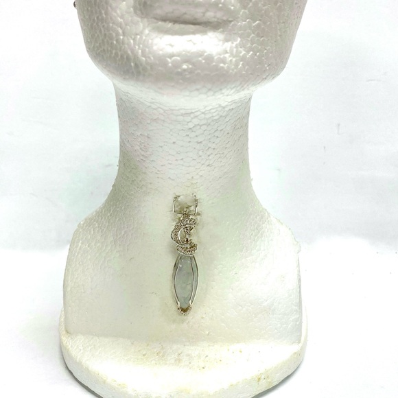 HANDMADE Moonstone Hand Wrapped Silver Plated Statement Pendant, Artisan Jewelry - Picture 2 of 10